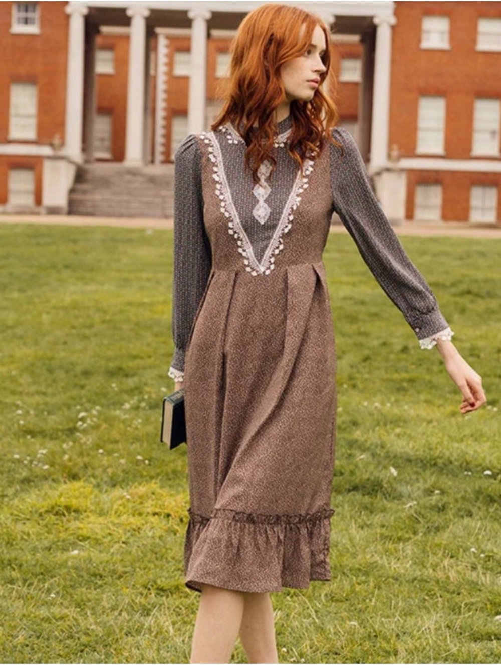 Miss Patina Stella Prairie Edwardian Cottage Core Retro 70’s Dress, Size 8